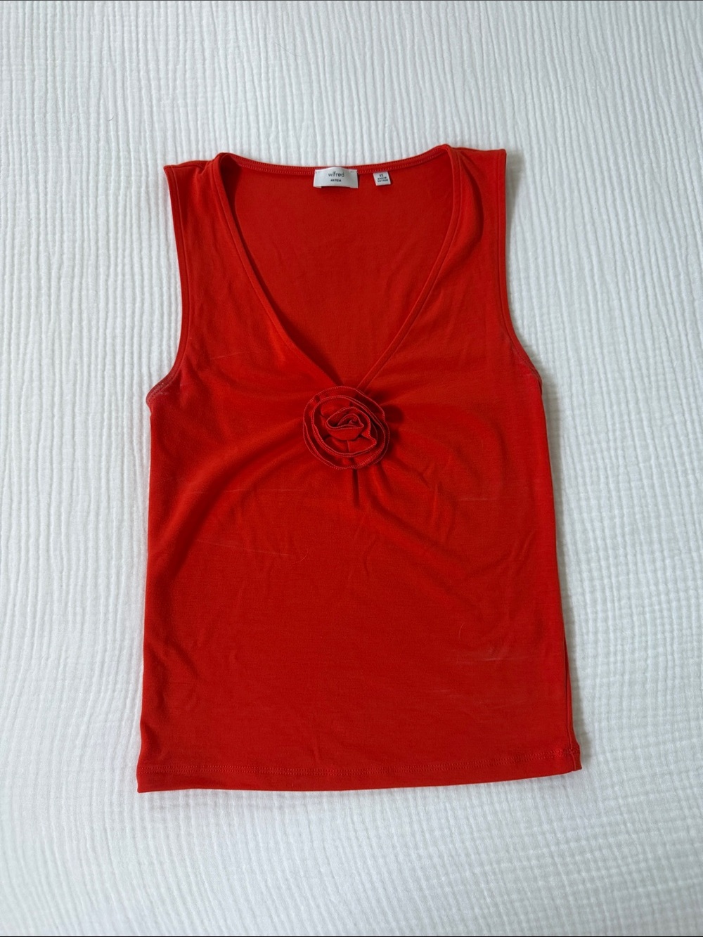 Wilfred Red Sleeveless V-Neck Tank with Rosette